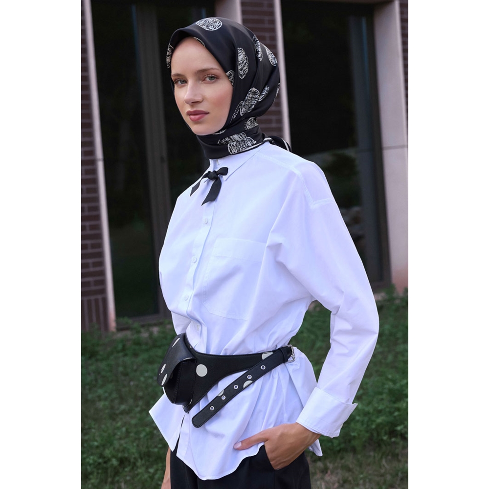 Belli Twill Saf İpek Eşarp - 2026-2027 Sonbahar-Kış 4427D (T)