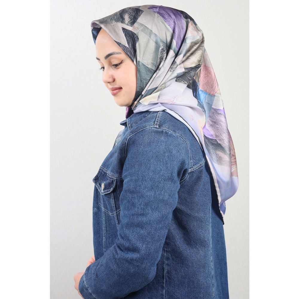 Cazz Scarf Desenli Tivil Eşarp - Desen-03 - Renk-04