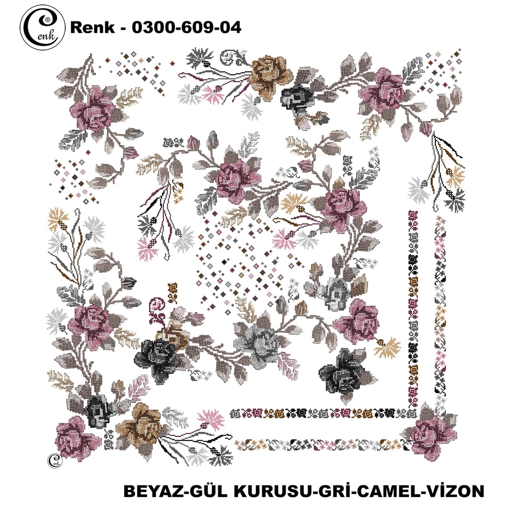 Cenk Desenli Oyalık Yazma - 0300-609 - Renk-25