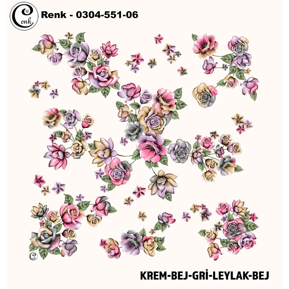 Cenk Desenli Oyalık Yazma - 0300-551 - Renk-19