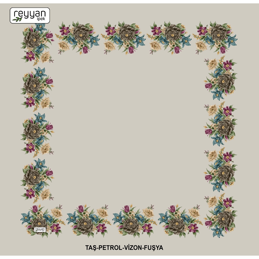 Reyyan İpek Desenli Oyalık Yazma - 14986 - Renk-08