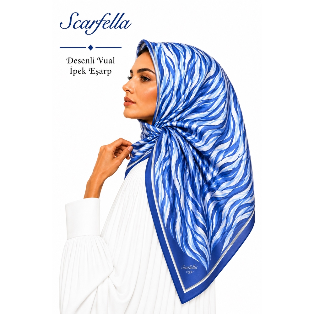 Scarfella Desenli Vual İpek Eşarp - Desen-06