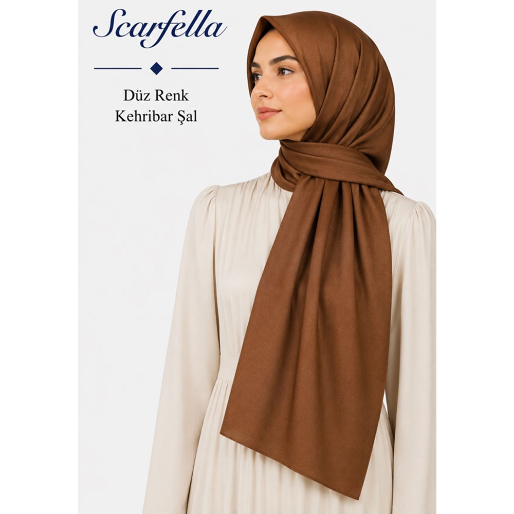 Scarfella Düz Renk Kehribar Şal - Desen-02