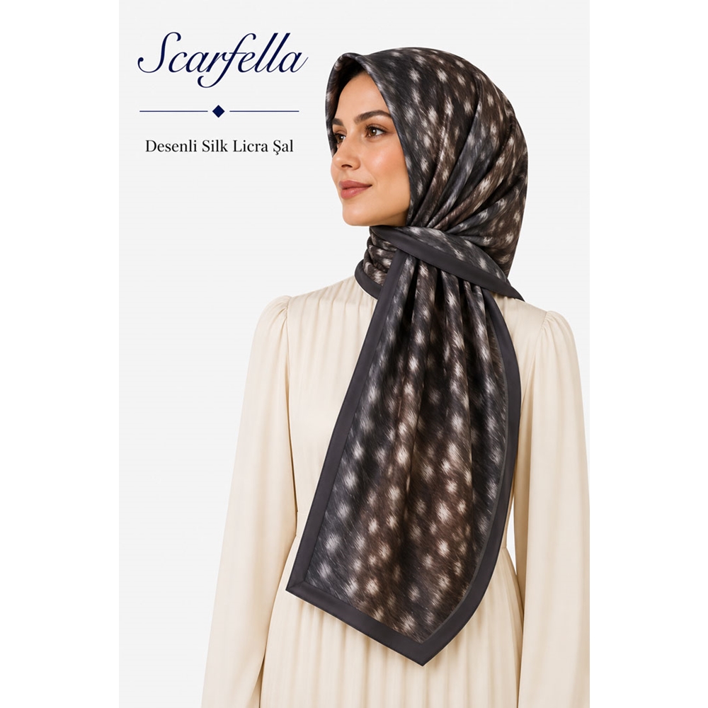 Scarfella Desenli Silk Licra Şal - Desen-13