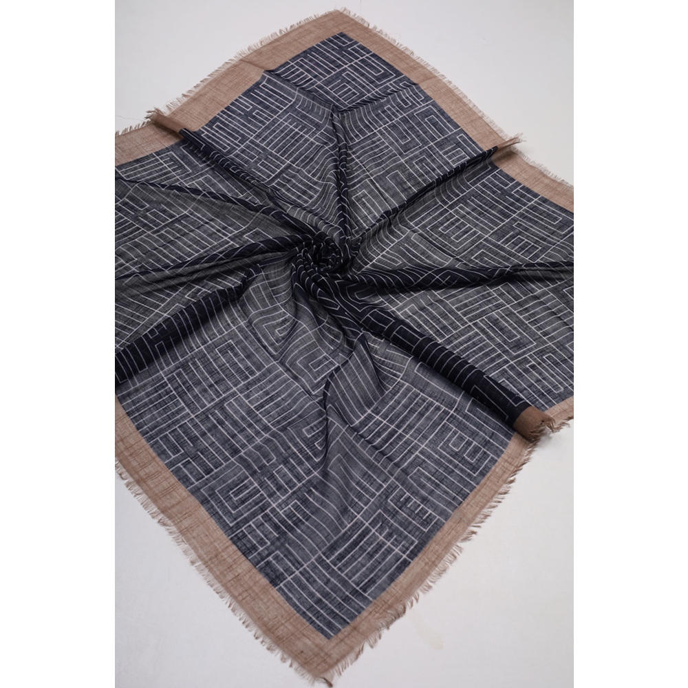 Desenli Keten Flamlı Eşarp - Desen-01 - Renk-03