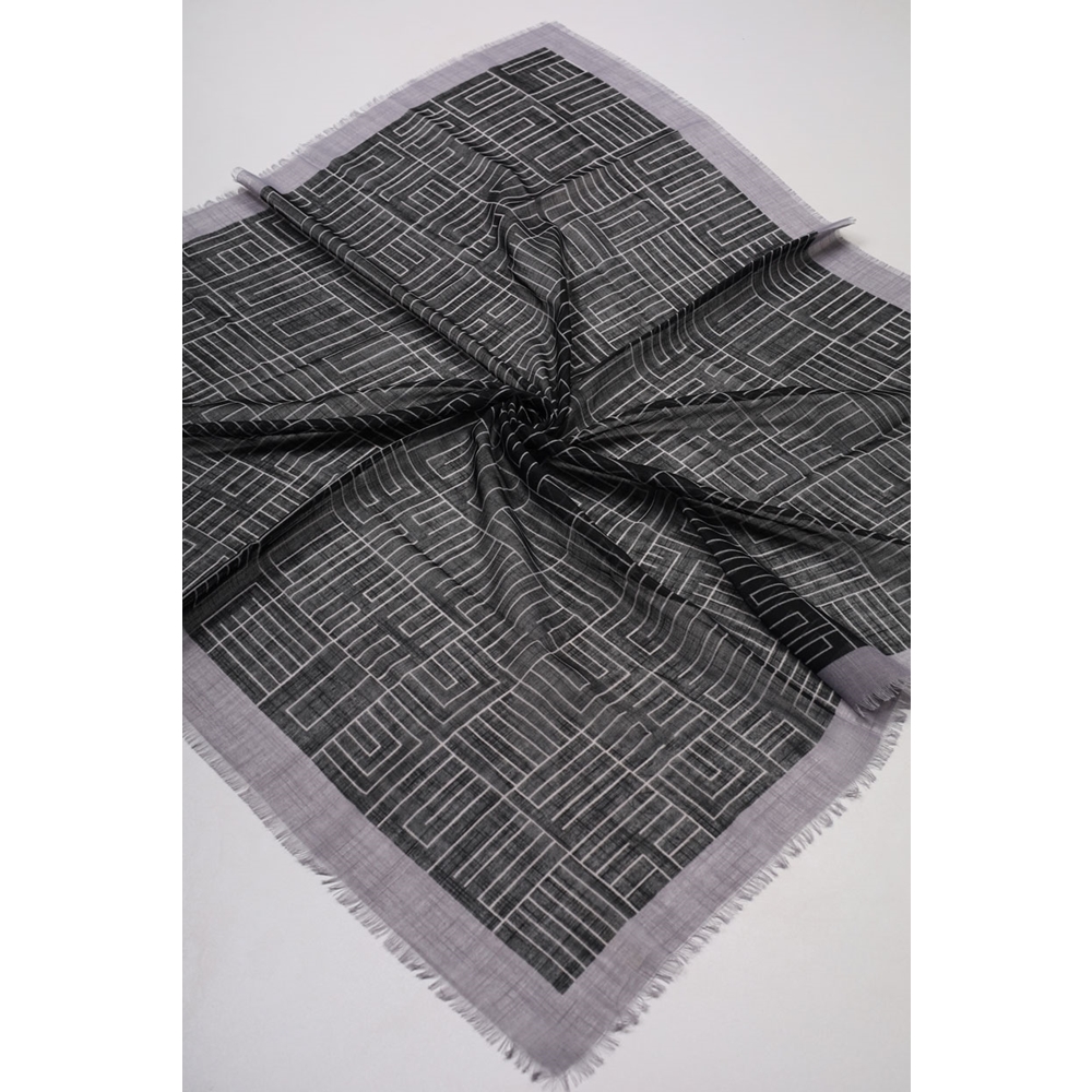 Desenli Keten Flamlı Eşarp - Desen-01 - Renk-03