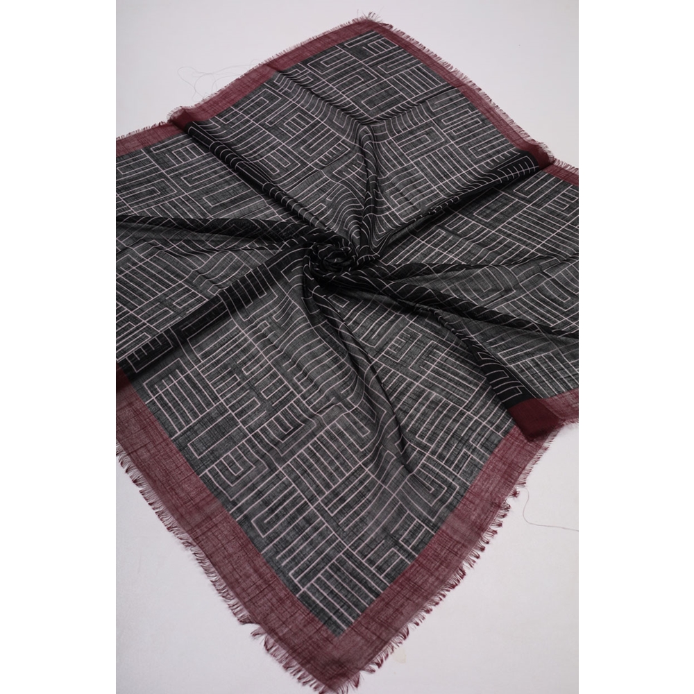 Desenli Keten Flamlı Eşarp - Desen-01 - Renk-03