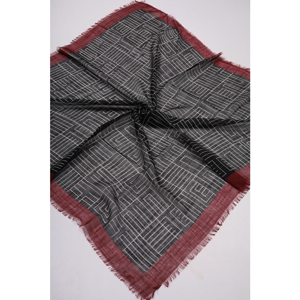 Desenli Keten Flamlı Eşarp - Desen-01 - Renk-03