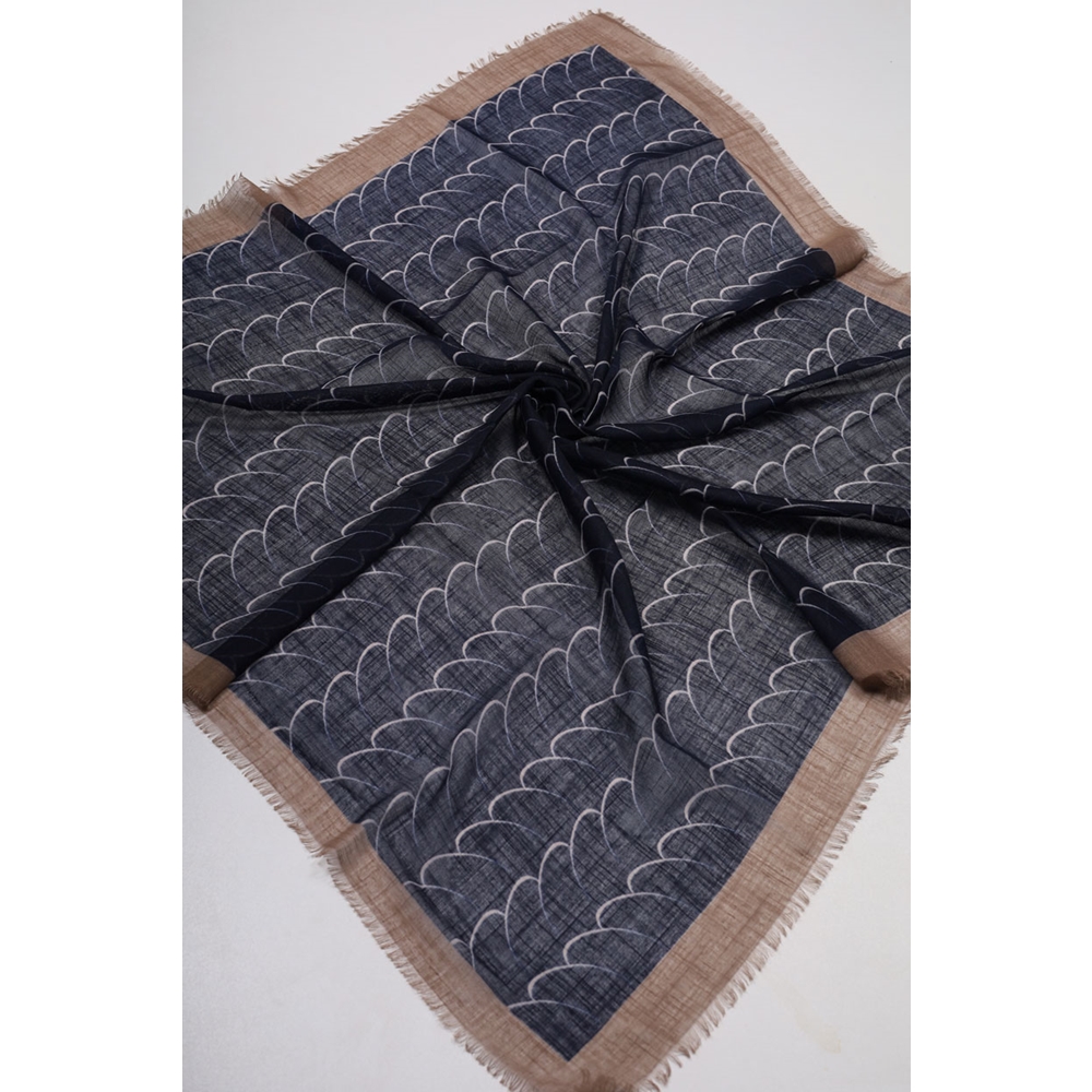 Desenli Keten Flamlı Eşarp - Desen-02 - Renk-02