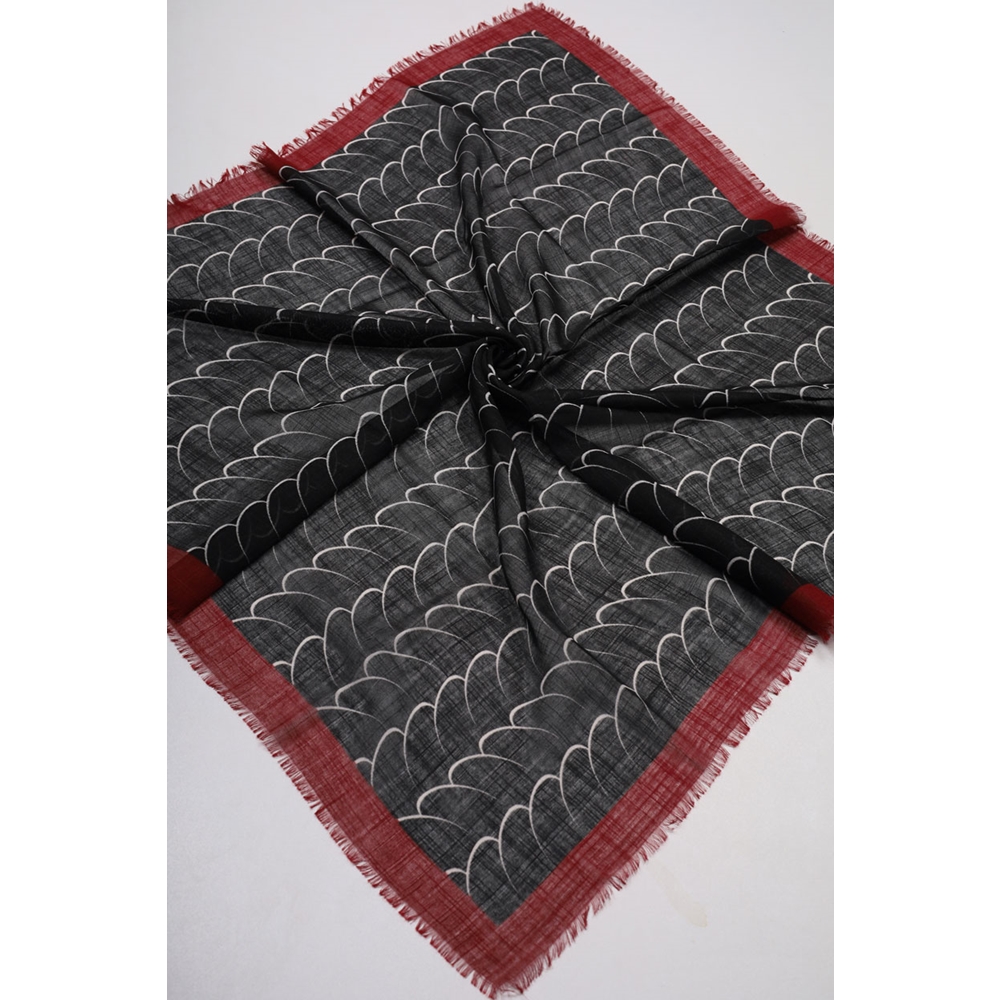 Desenli Keten Flamlı Eşarp - Desen-02 - Renk-02