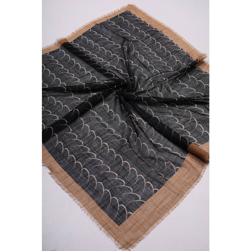Desenli Keten Flamlı Eşarp - Desen-02 - Renk-02