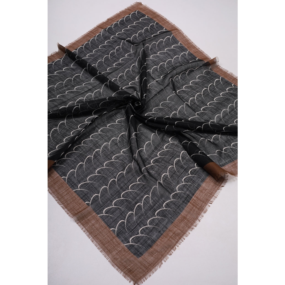 Desenli Keten Flamlı Eşarp - Desen-02 - Renk-02