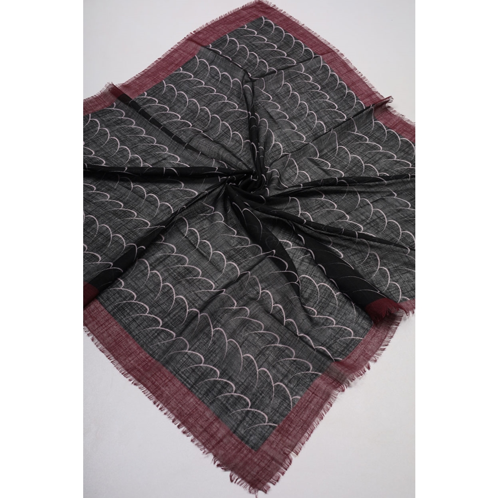 Desenli Keten Flamlı Eşarp - Desen-02 - Renk-02