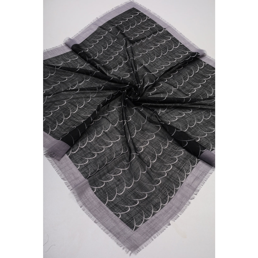 Desenli Keten Flamlı Eşarp - Desen-02 - Renk-02