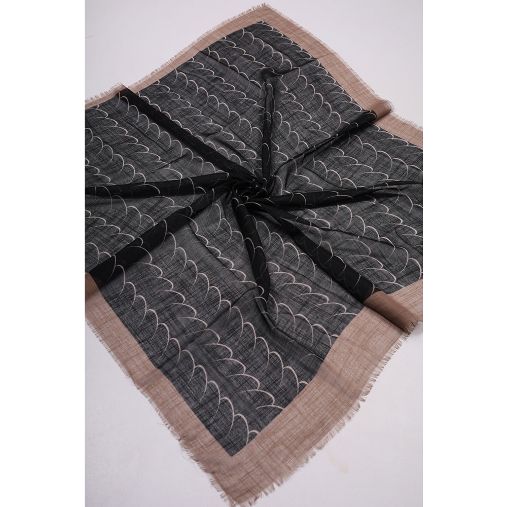 Desenli Keten Flamlı Eşarp - Desen-02 - Renk-02