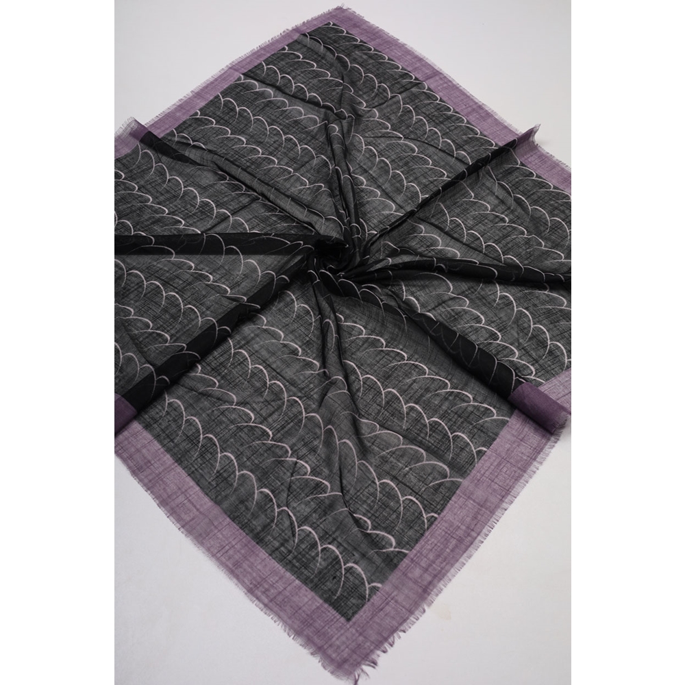 Desenli Keten Flamlı Eşarp - Desen-02 - Renk-02