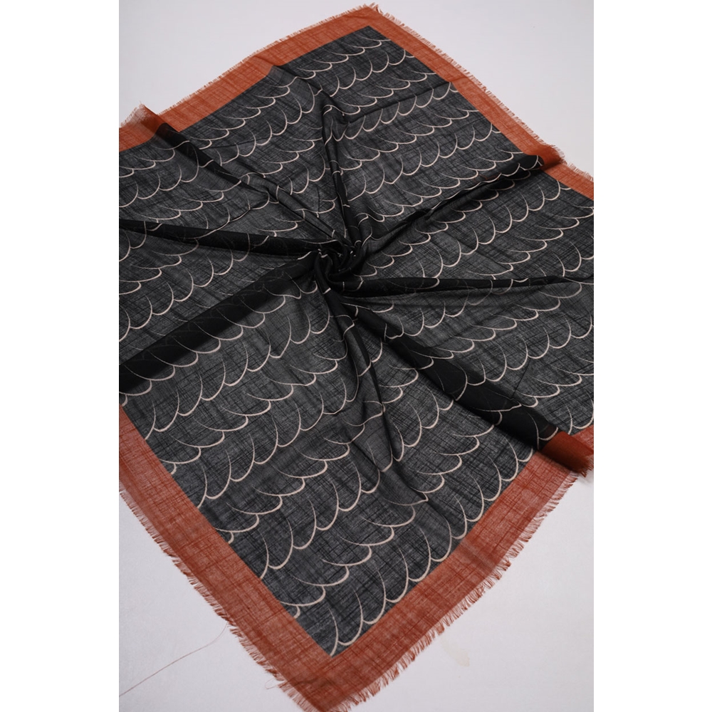 Desenli Keten Flamlı Eşarp - Desen-02 - Renk-02