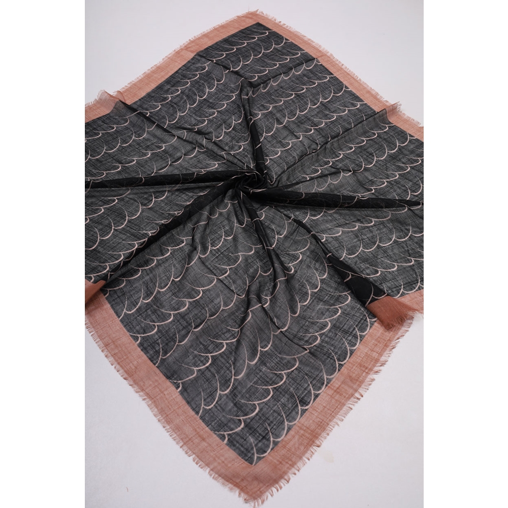 Desenli Keten Flamlı Eşarp - Desen-02 - Renk-02