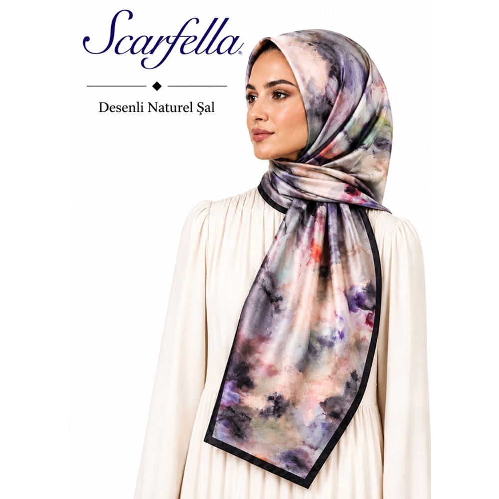 Scarfella Desenli Naturel Şal - Desen-126