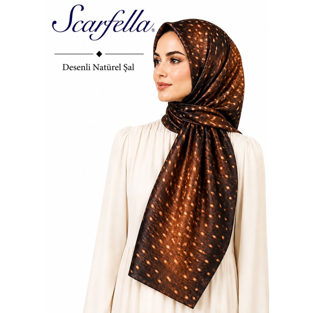 Scarfella Desenli Naturel Şal - Desen-127