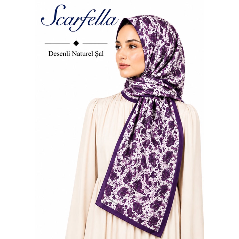 Scarfella Desenli Naturel Şal - Desen-135