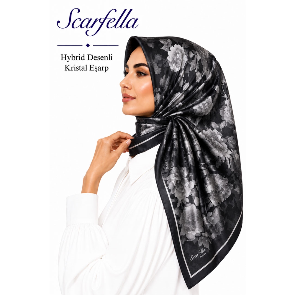 Scarfella Hybrid Desenli Kristal Eşarp - Desen-01