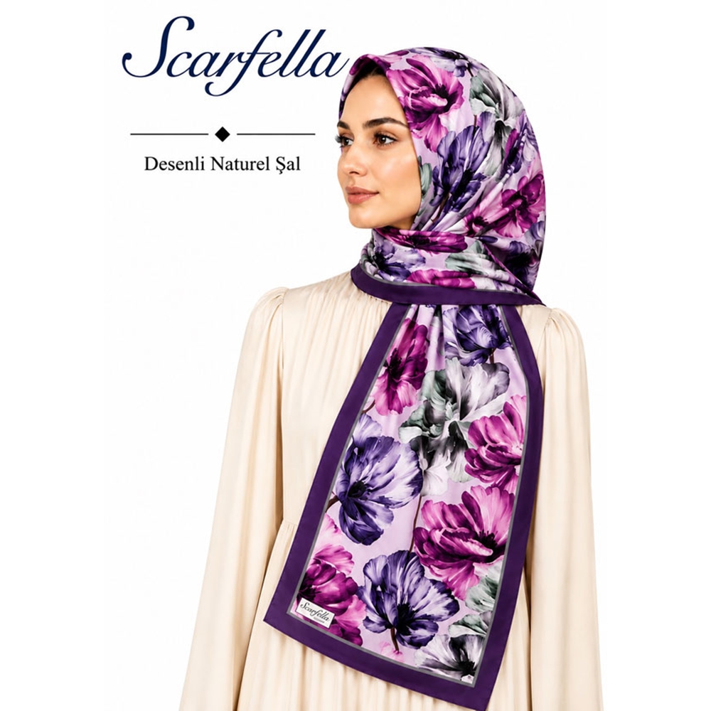 Scarfella Desenli Naturel Şal - Desen-140