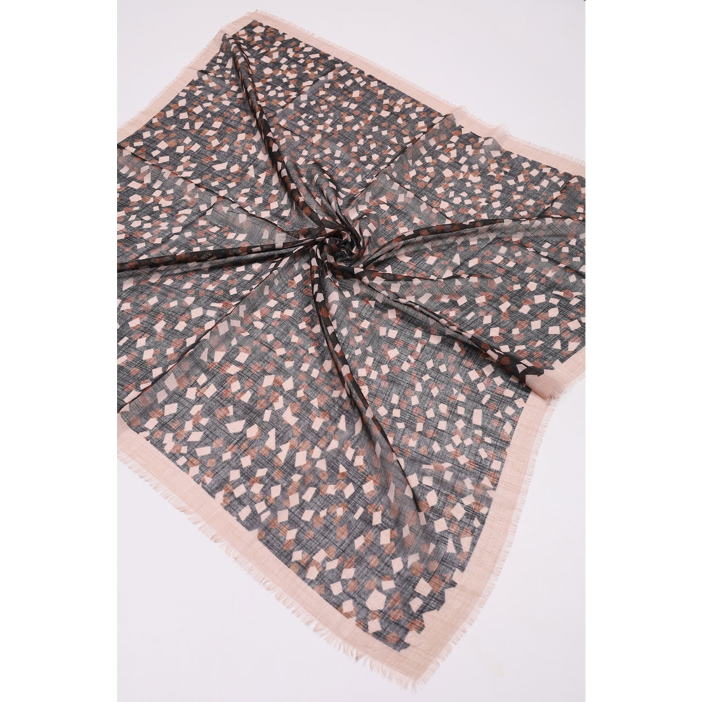 Desenli Keten Flamlı Eşarp - Desen-03 - Renk-01
