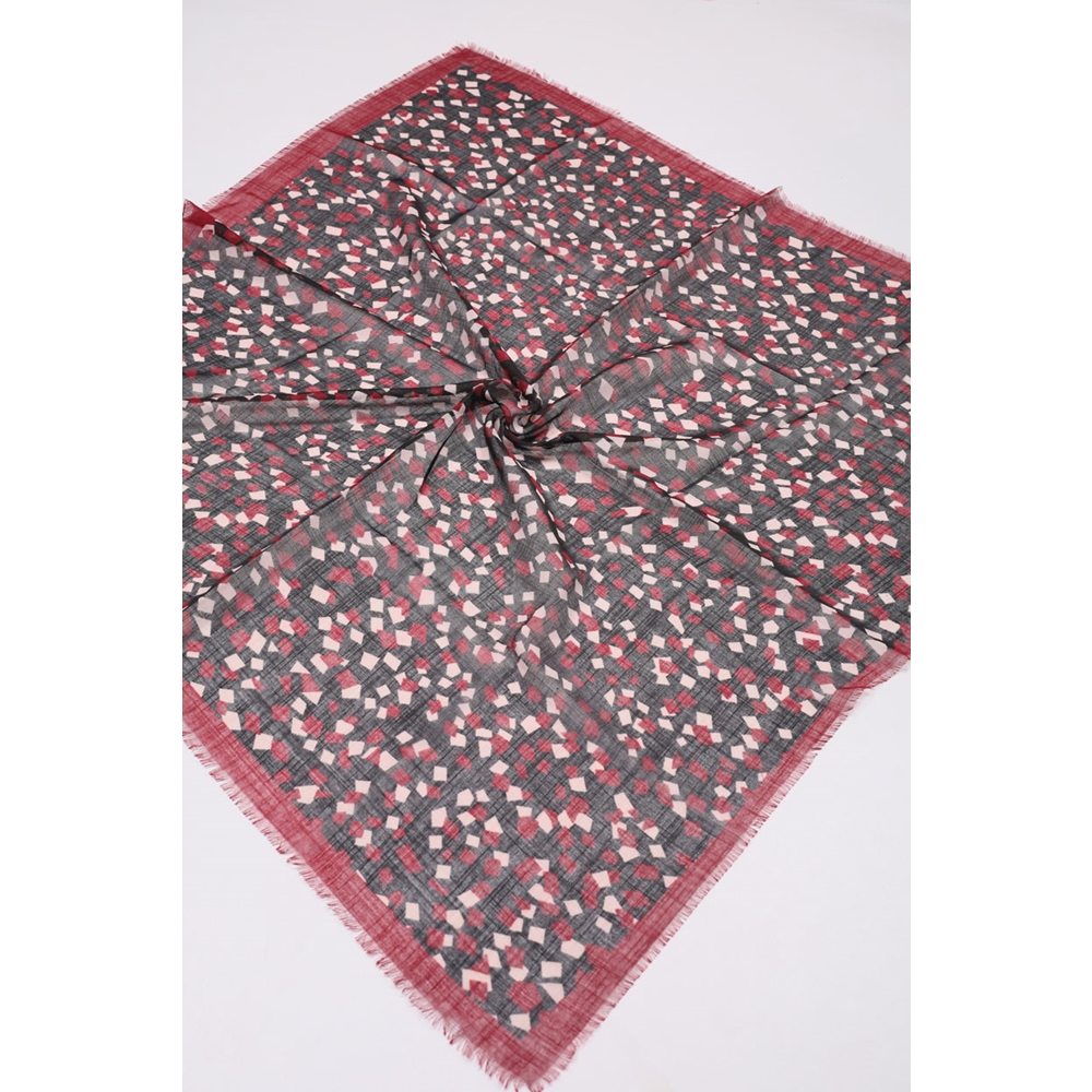 Desenli Keten Flamlı Eşarp - Desen-03 - Renk-01