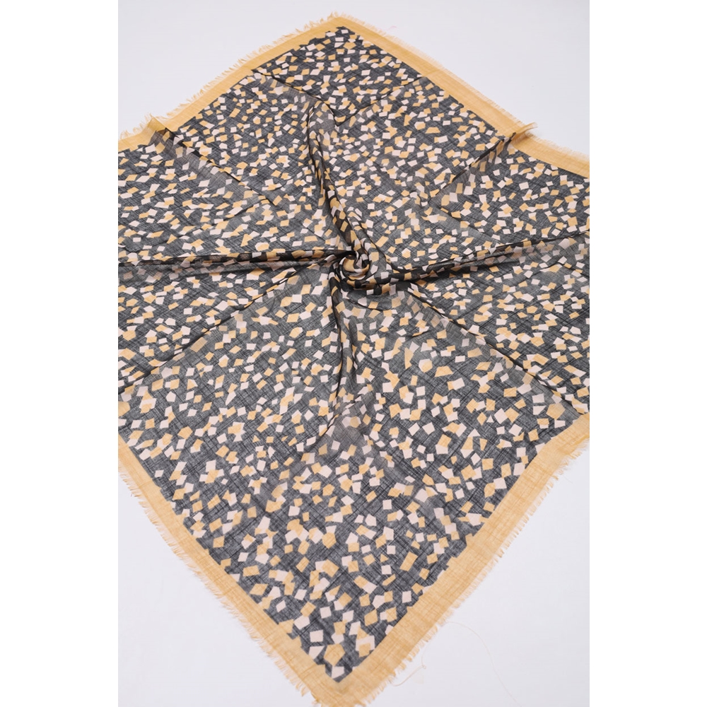 Desenli Keten Flamlı Eşarp - Desen-03 - Renk-01