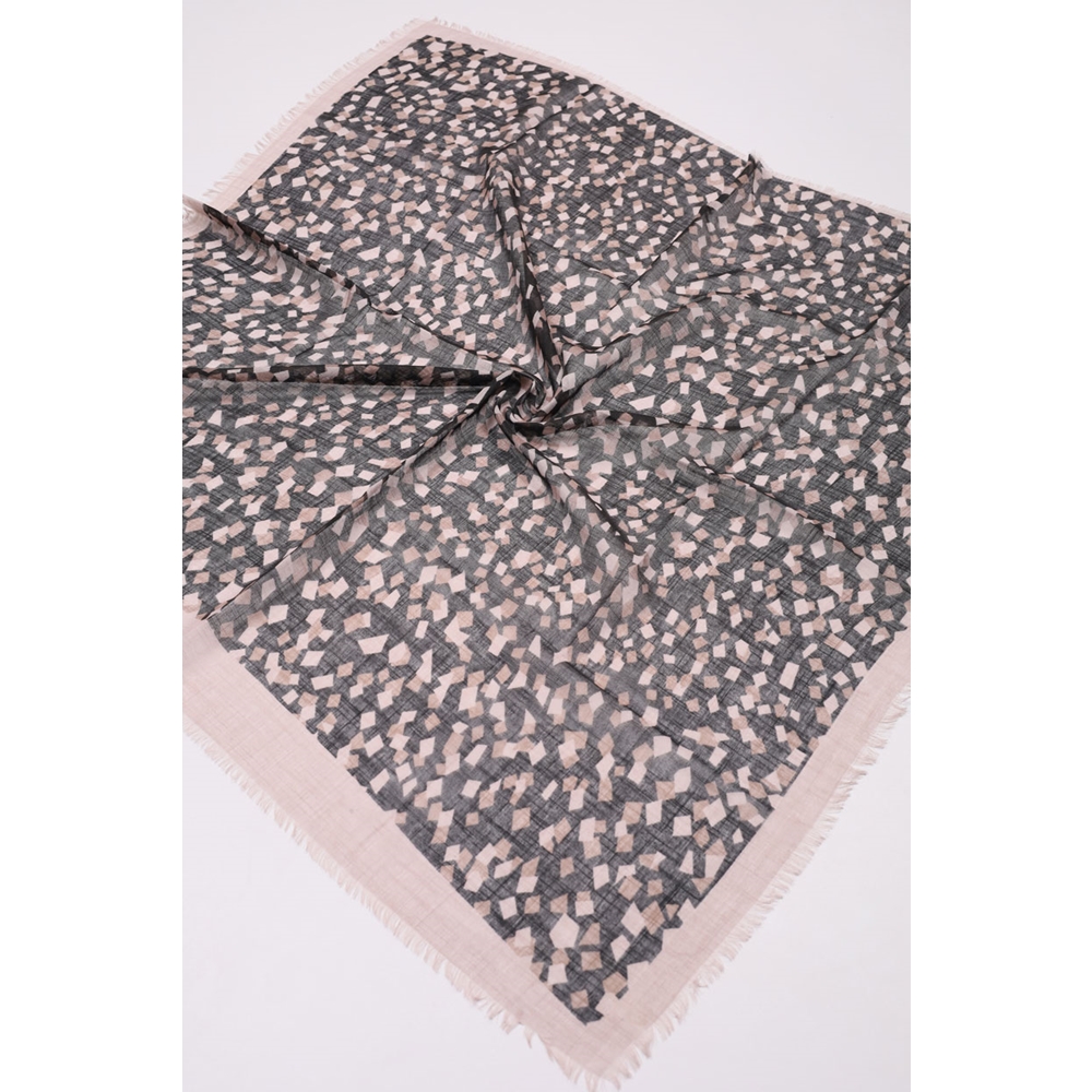 Desenli Keten Flamlı Eşarp - Desen-03 - Renk-01