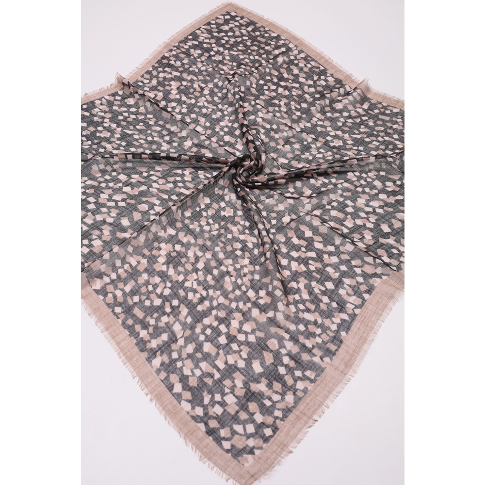 Desenli Keten Flamlı Eşarp - Desen-03 - Renk-01