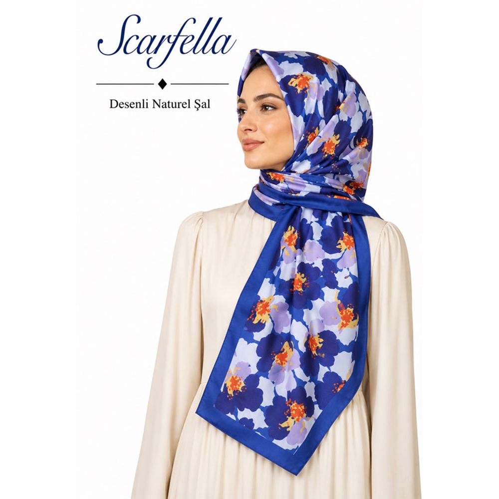 Scarfella Desenli Naturel Şal - Desen-146