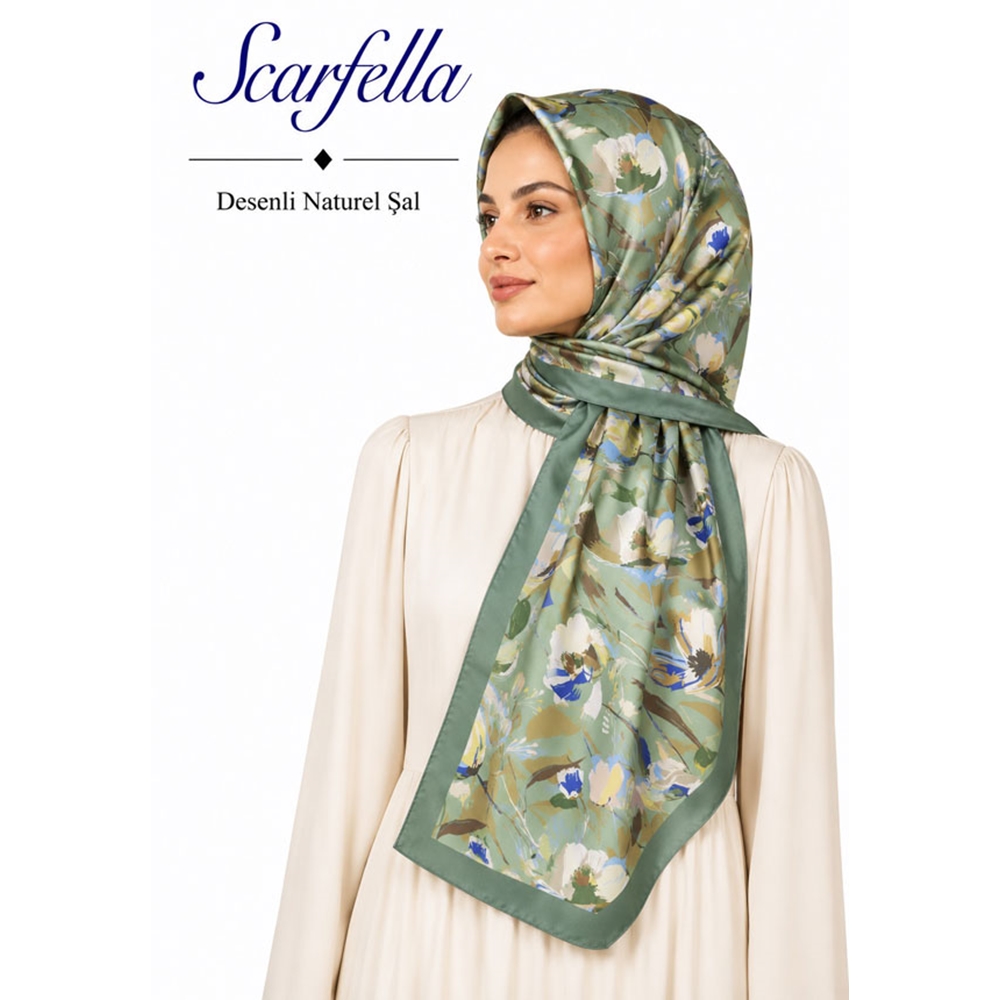 Scarfella Desenli Naturel Şal - Desen-147