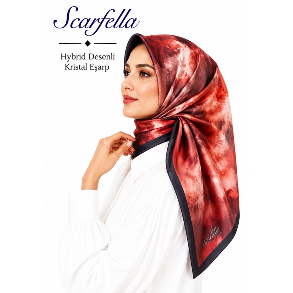 Scarfella Hybrid Desenli Kristal Eşarp - Desen-11