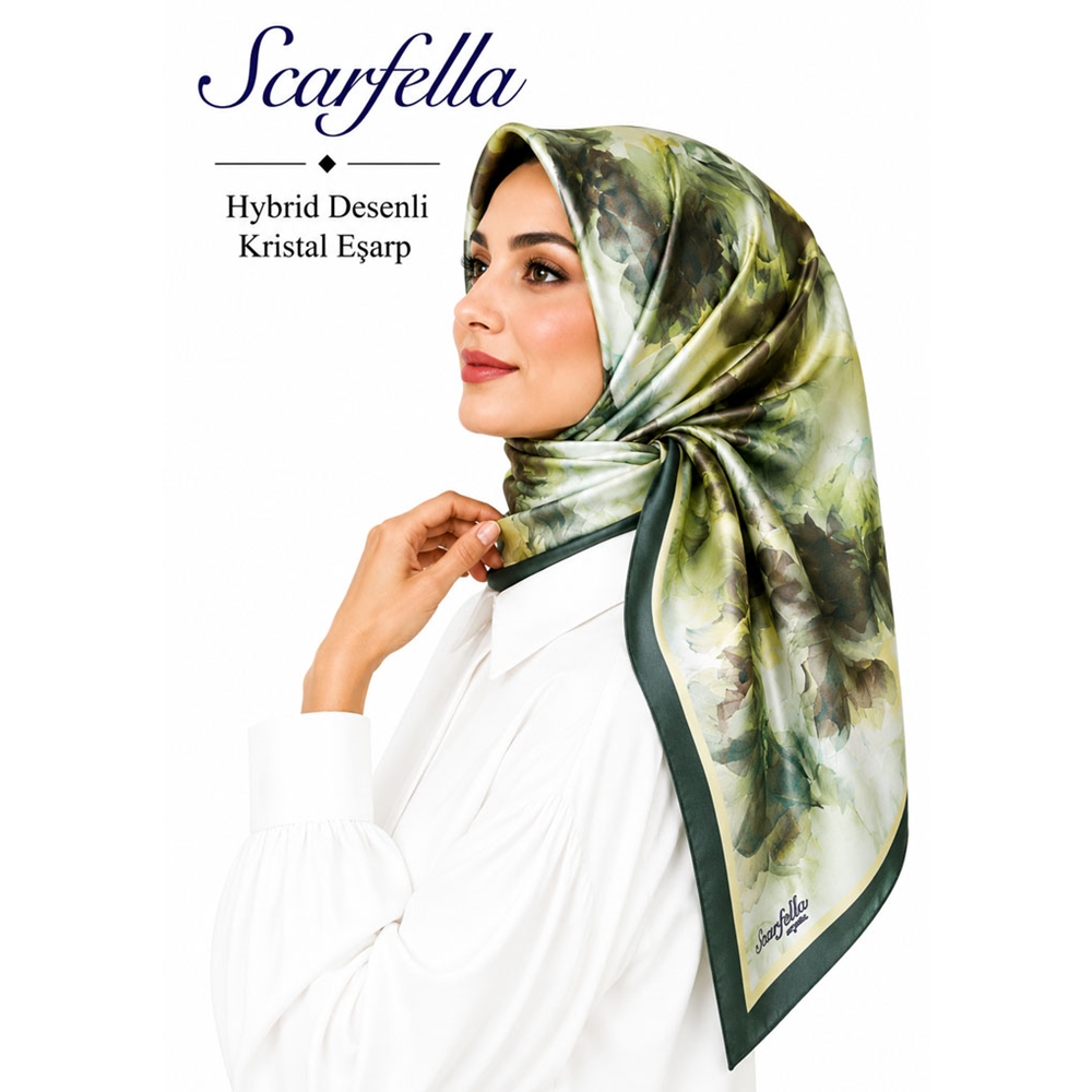 Scarfella Hybrid Desenli Kristal Eşarp - Desen-12