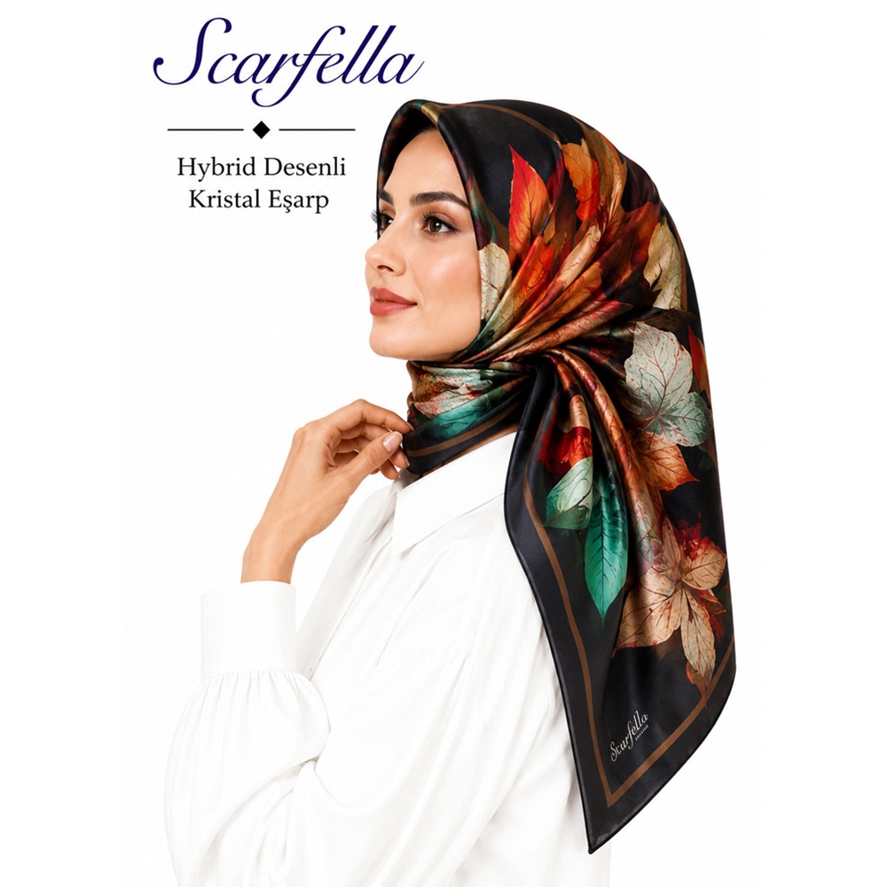 Scarfella Hybrid Desenli Kristal Eşarp - Desen-13