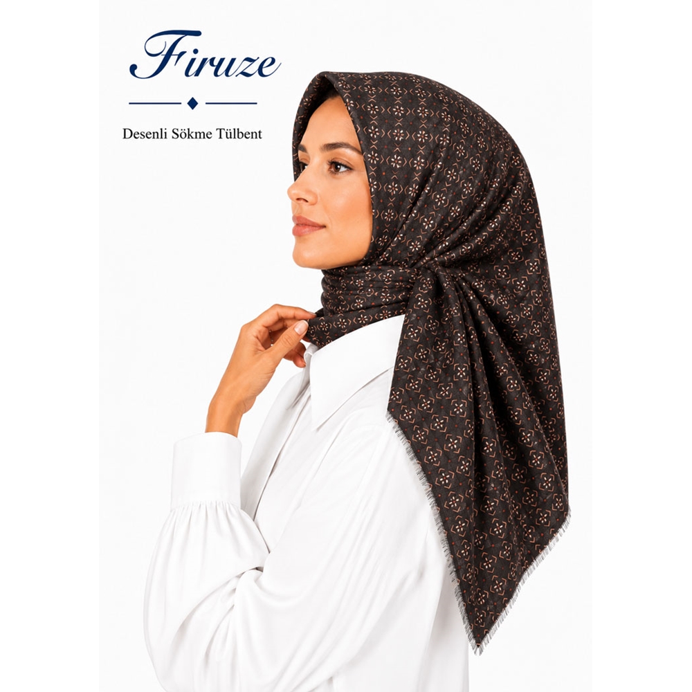 Firuze Desenli Sökme Tülbent - Desen-33