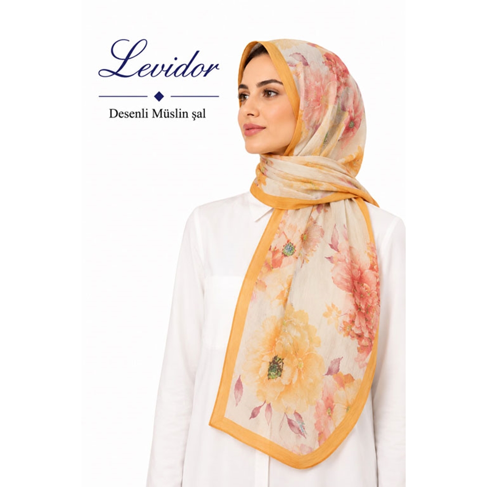 Levidor Desenli Müslin Şal - Desen-04