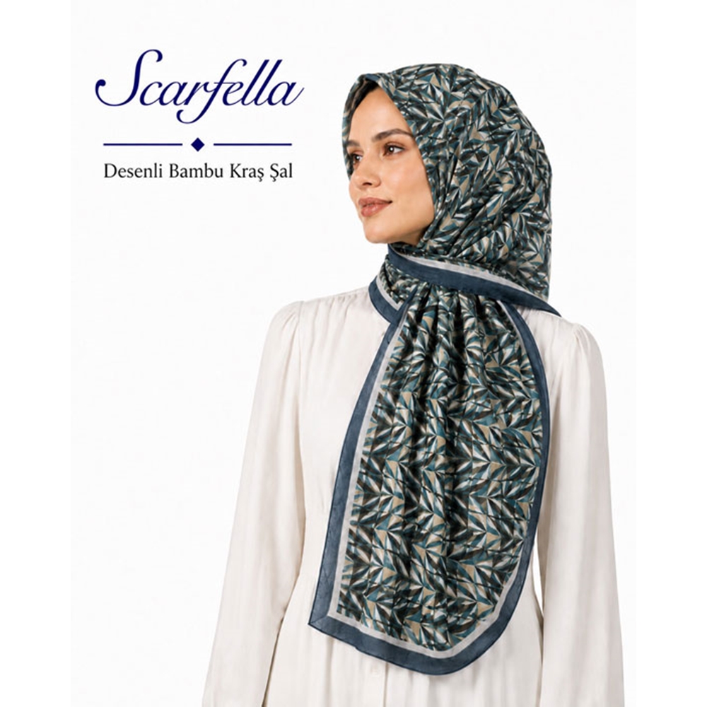 Scarfella Desenli Premium Bambu Kraş Şal - Desen-01