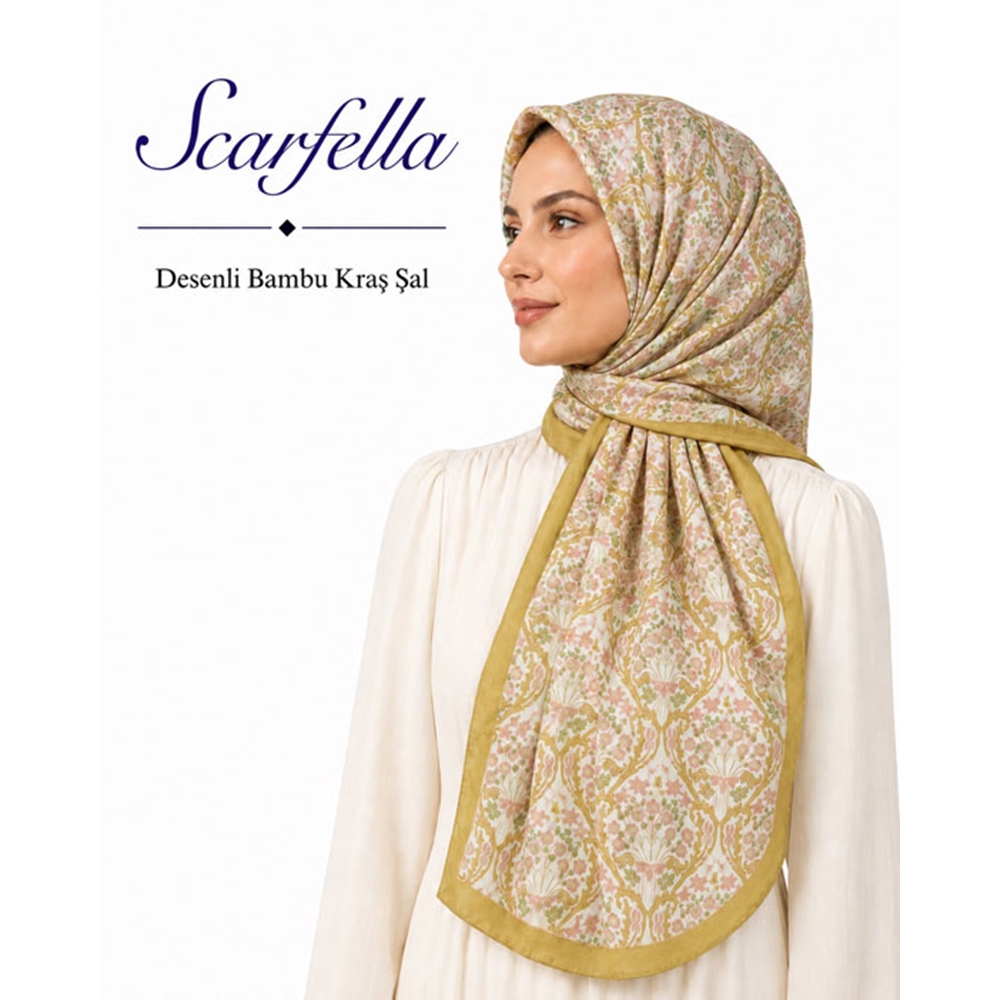 Scarfella Desenli Bambu Kraş Şal - Desen-10