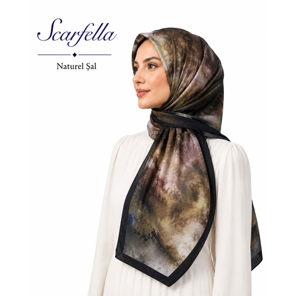 Scarfella Desenli Naturel Şal - Desen-153