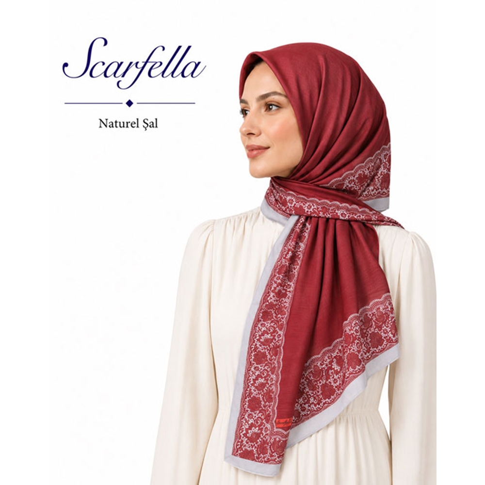 Scarfella Desenli Naturel Şal - Desen-154