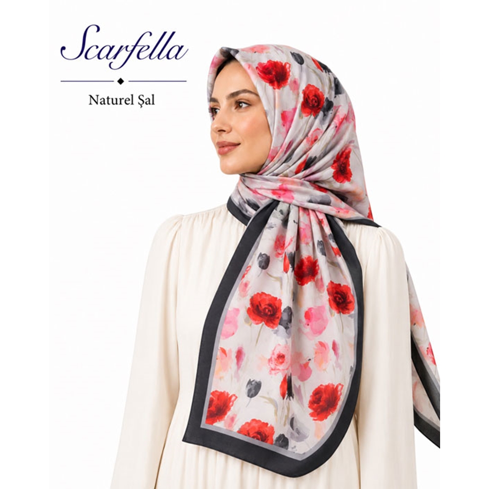 Scarfella Desenli Naturel Şal - Desen-155