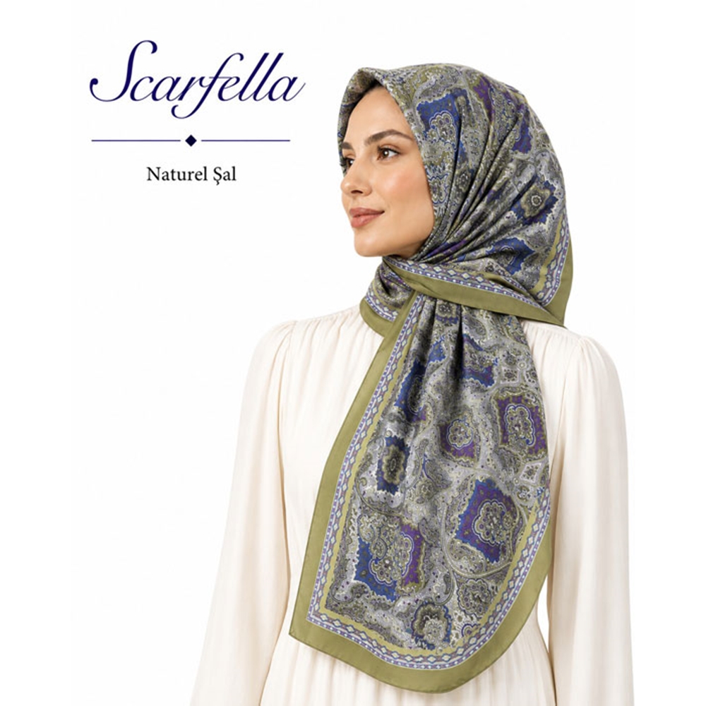 Scarfella Desenli Naturel Şal - Desen-156
