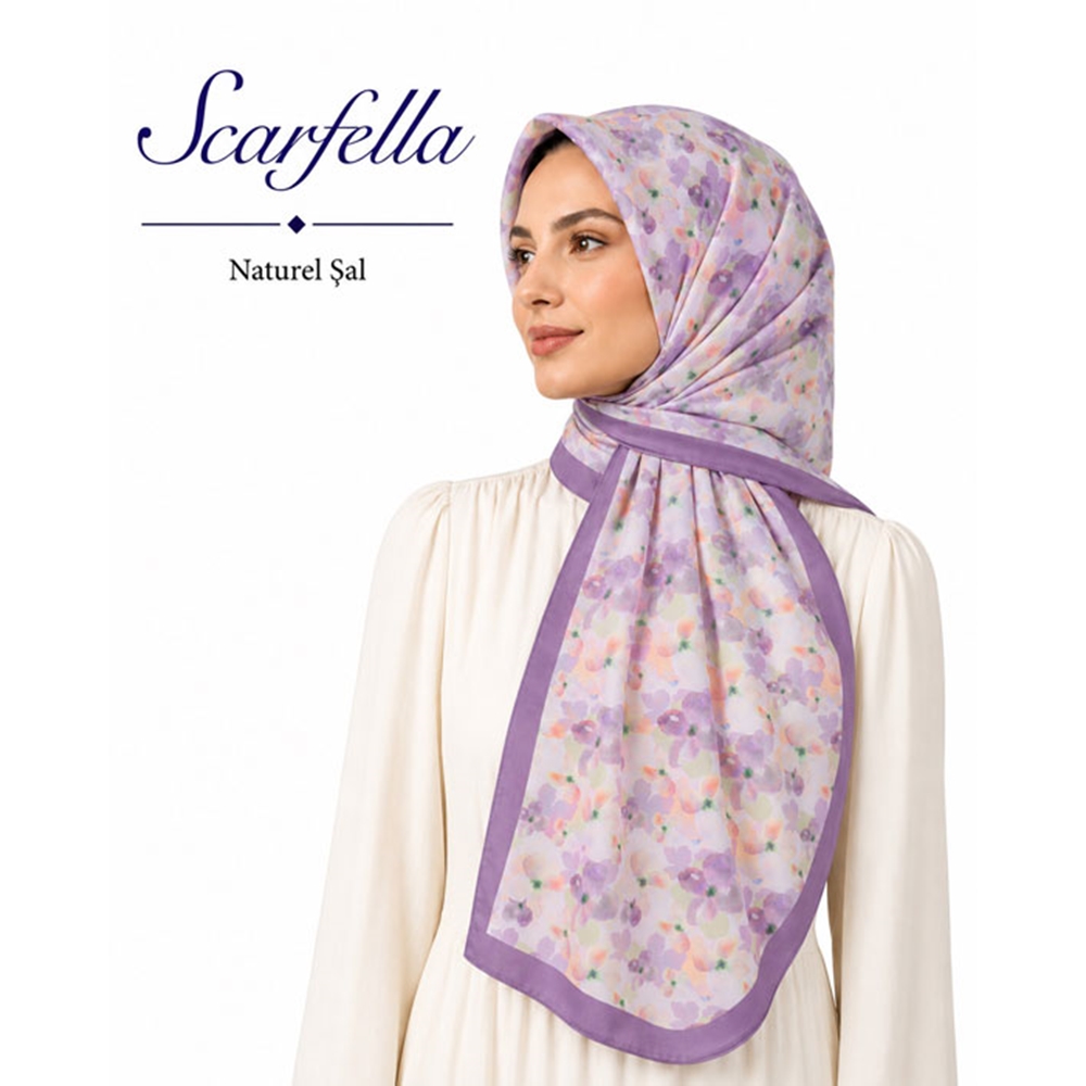 Scarfella Desenli Naturel Şal - Desen-158