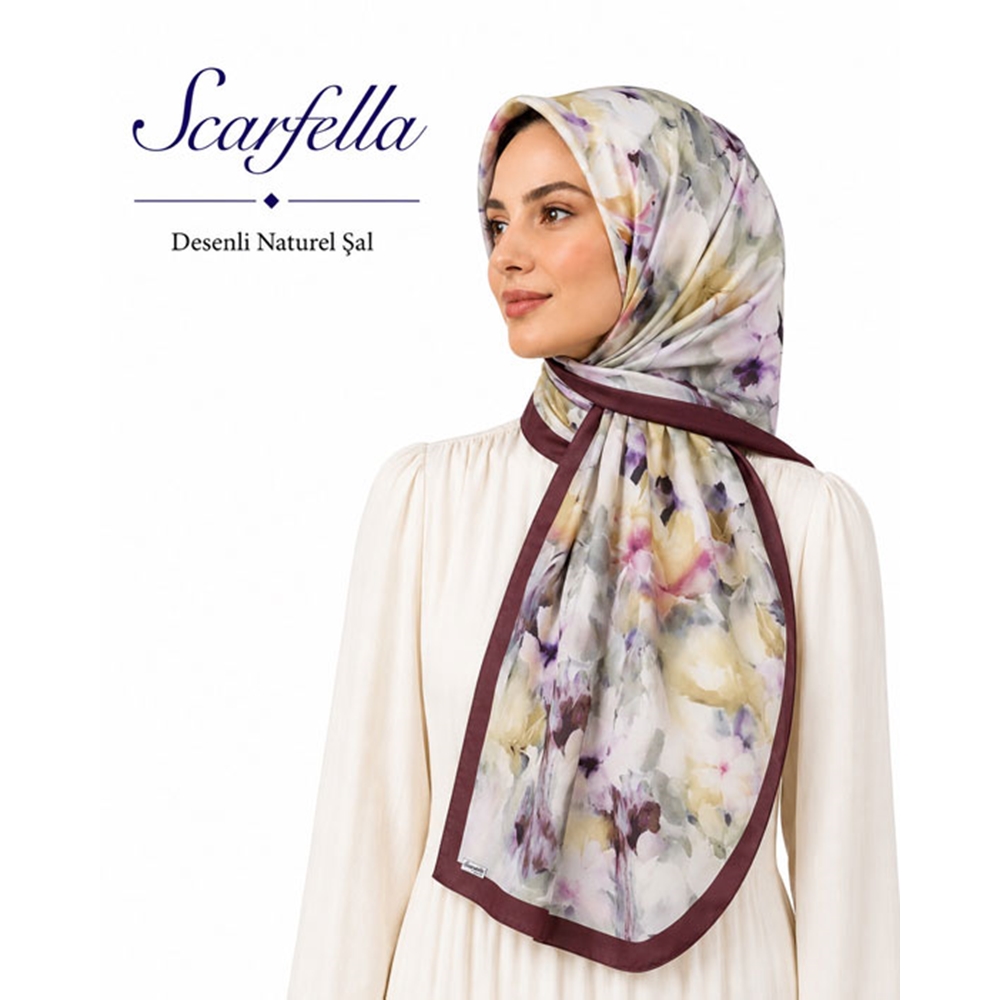 Scarfella Desenli Naturel Şal - Desen-159