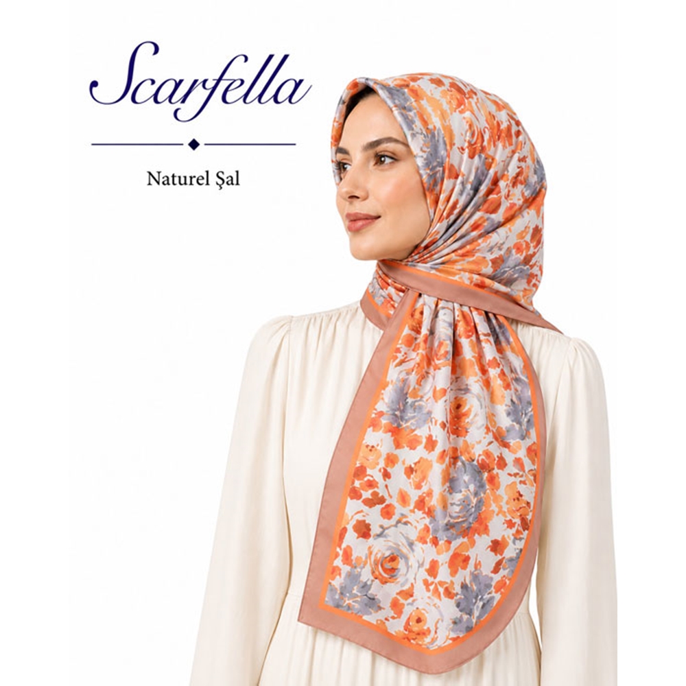 Scarfella Desenli Naturel Şal - Desen-160