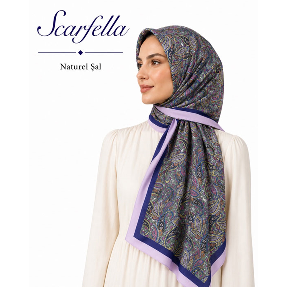 Scarfella Desenli Naturel Şal - Desen-161