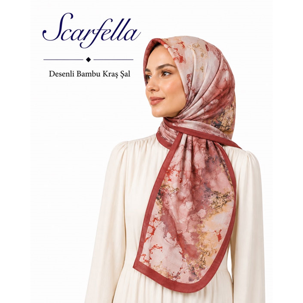 Scarfella Desenli Bambu Kraş Şal - Desen-14